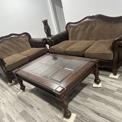 2 Solid Oak Couches