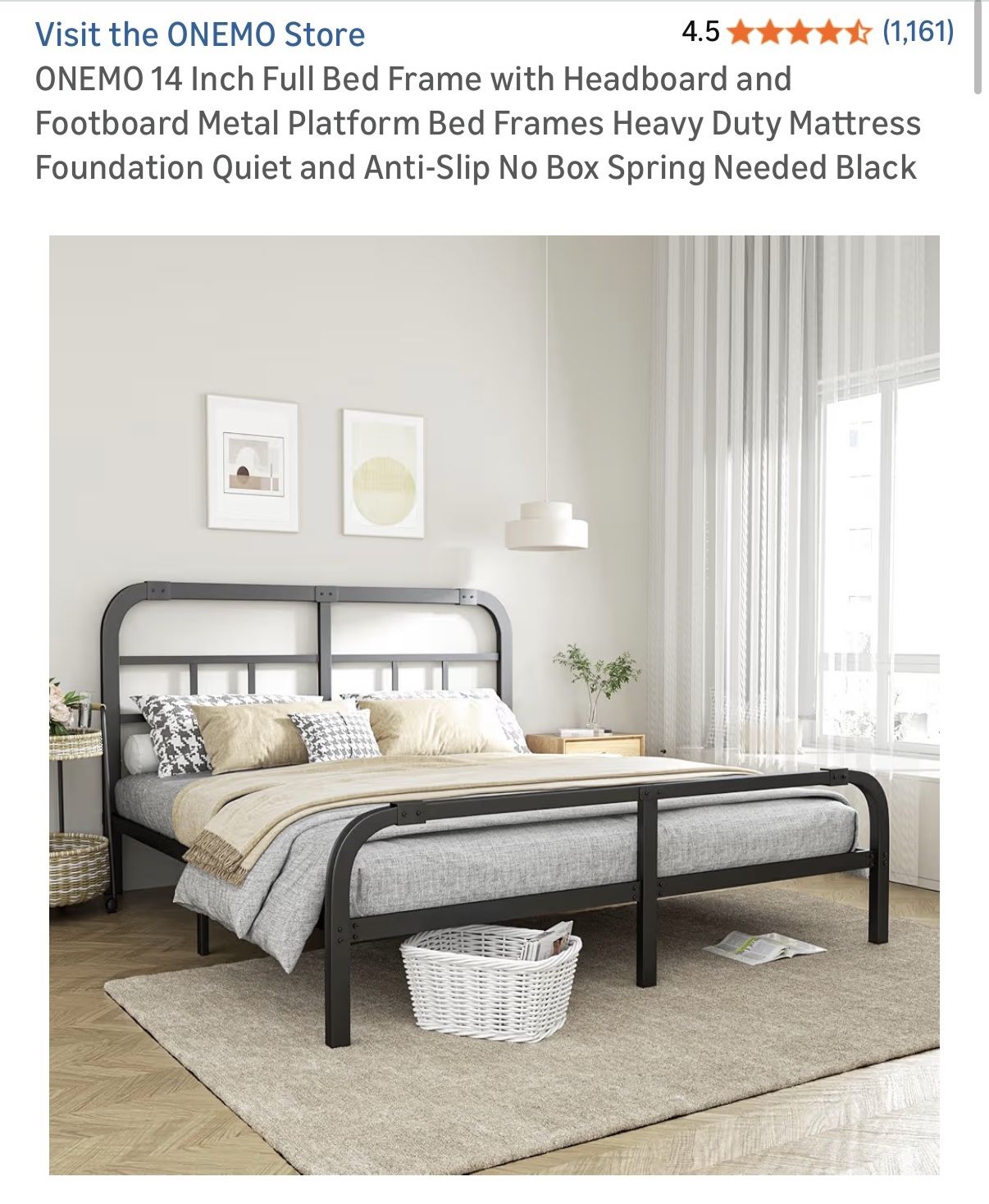 ONEMO Full Bed Frame – $130 (Used, Great Condition)