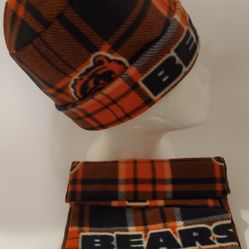 New Fleece Chicago Bears Hat/Scarf Adult sz Crafted