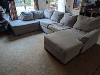 Large Gray Fabric Sectional Sofa