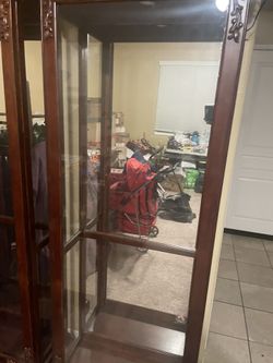 Glass Display Case With Glass Shelves