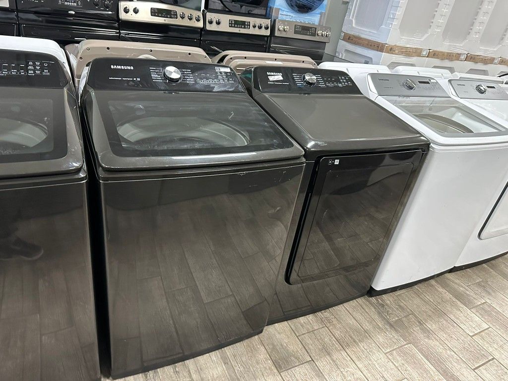 Samsung black washer and dryer set electric MEGA capacity with warranty