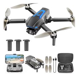 PLEGBLE Drones with Camera for Adults 4K, FPV Drone for Kids Beginners, Foldable RC Quadcopter with 3 Batteries 45 Mins Long Flight Time, Brushless Mo