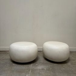 Crate & Barrel Pebble White Indoor/Outdoor Concrete Side Tables by Leanne Ford