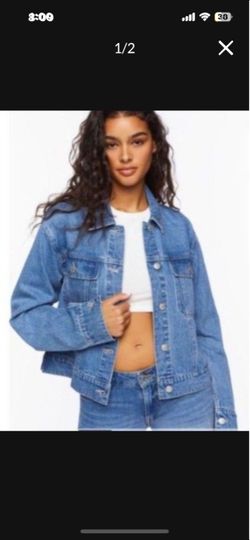 NEW Forever 21 XXI Women Classic Denim Blue Jean Jacket Coat Size Small