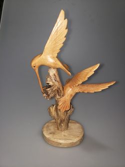 Hummingbird Decor Wood Carving Tiki Mask Statue Ornaments 