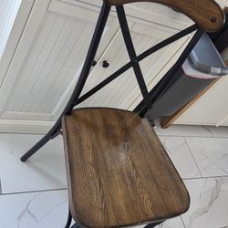 Set of 4 Rustic Industrial Metal & Wood Dining Chairs