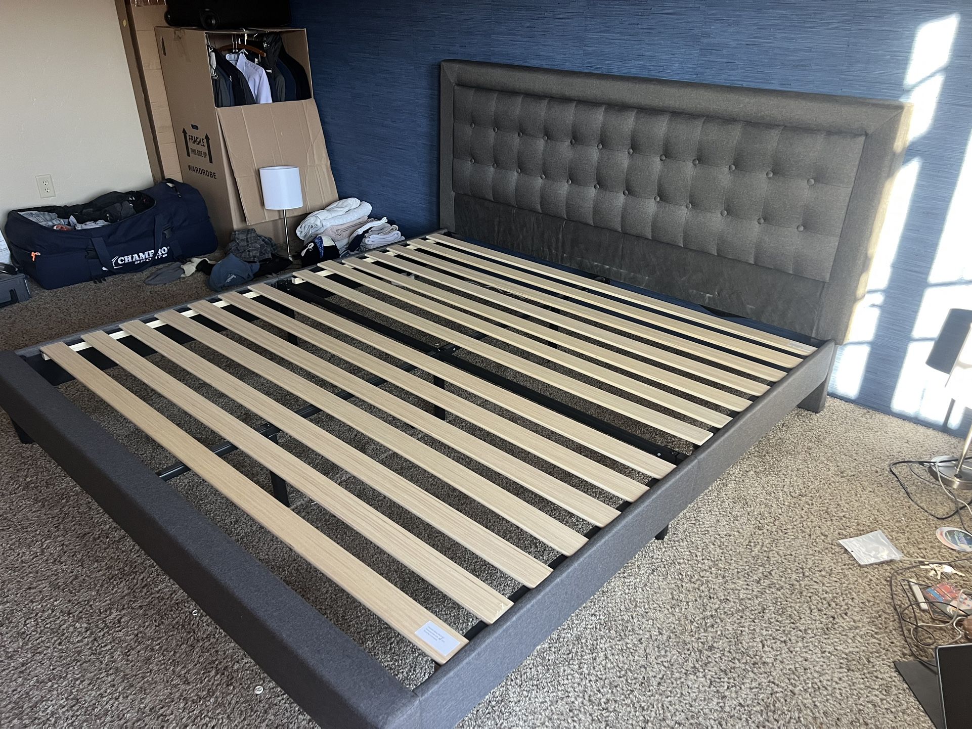King-sized Metal Bed Frame & Headboard