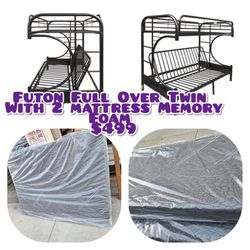 Futon Full Over Twin Wiht Mattrres Memory Foam  And More Beds