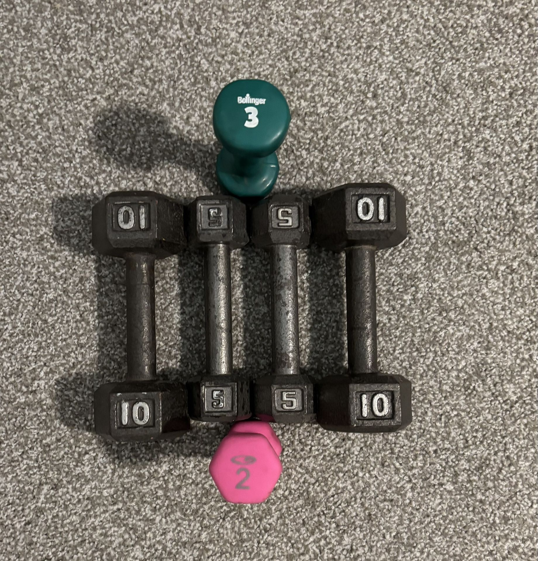 Iron Dumbbell - Pair Of 10LB, Pair Of 5LB, And 2LB & 3LB - 35LB Total