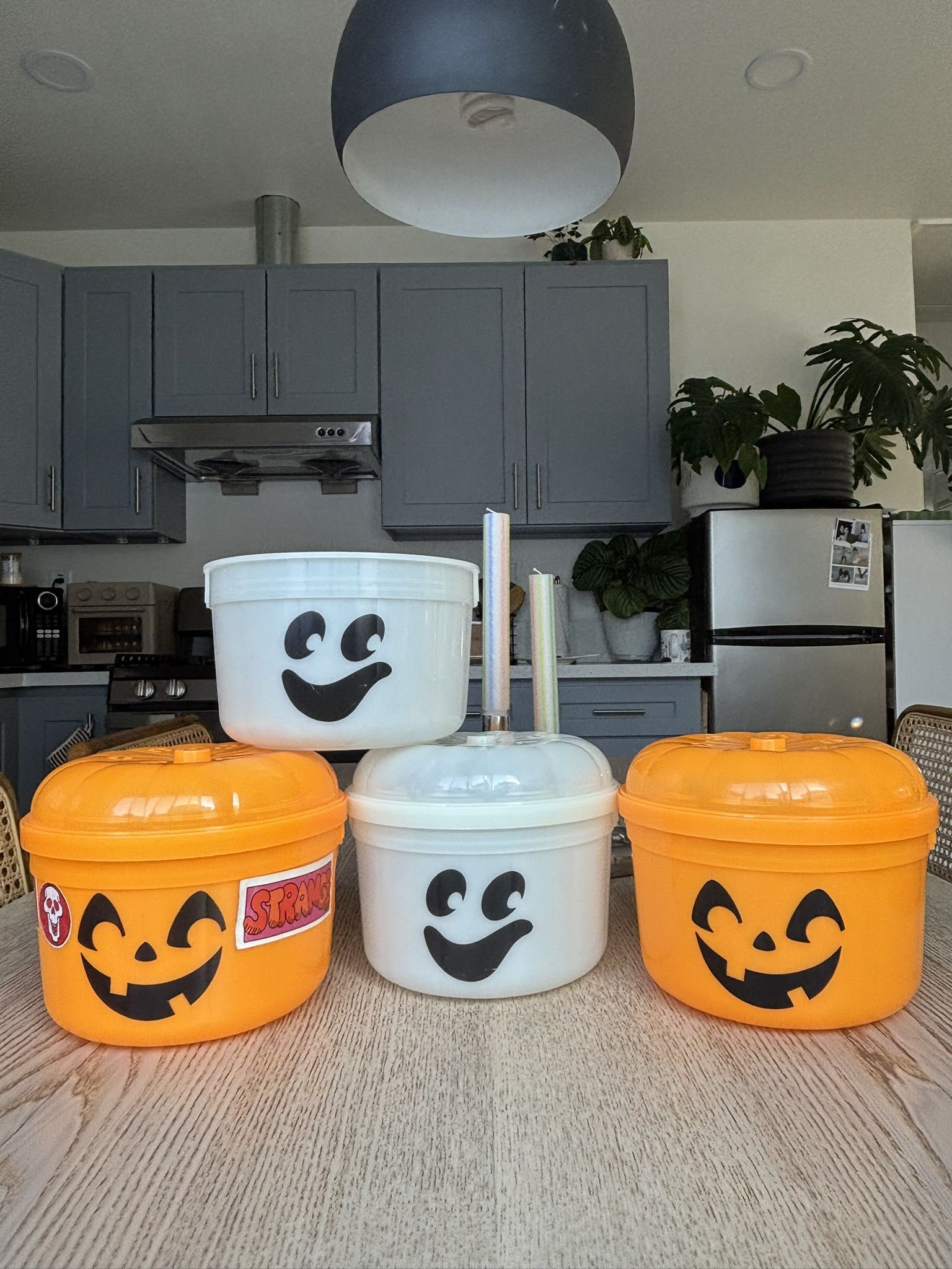 VTG 1986 McDonalds Halloween Witch Pumpkin Candy Pail Bucket; No Handles lot 4