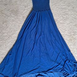 Blue Strapless Large Sun Dress