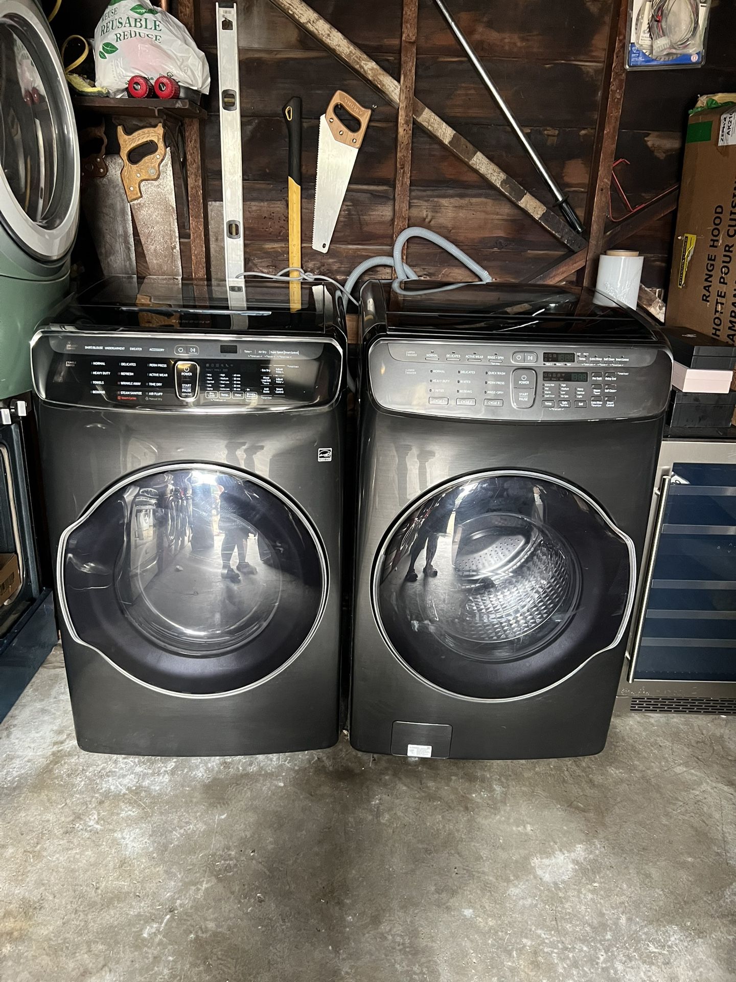 Washer and dryer, Samsung Flex Front Load electric 220 with three months warranty, free delivery in the Oakland area. Outside the Oakland area, there