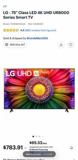 75” LG TV AI