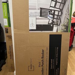 2 New Mainstays Acacia Wood Porch Rocking Chairs - $70 each or $120 for both!