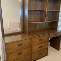Solid Wood dresser with mirror and desk
