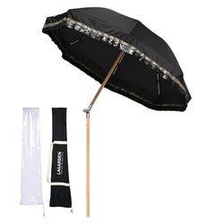 LAGarden 6 -FT Fringe Patio Umbrella with Tassel Jazz Age Wood for Outdoor