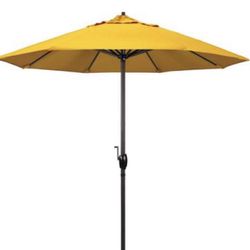 California Umbrella 7.5 ft. Bronze Aluminum Market Patio Umbrella with Fiberglass Ribs and Auto Tilt in Sunflower Yellow Sunbrella (No Base) 