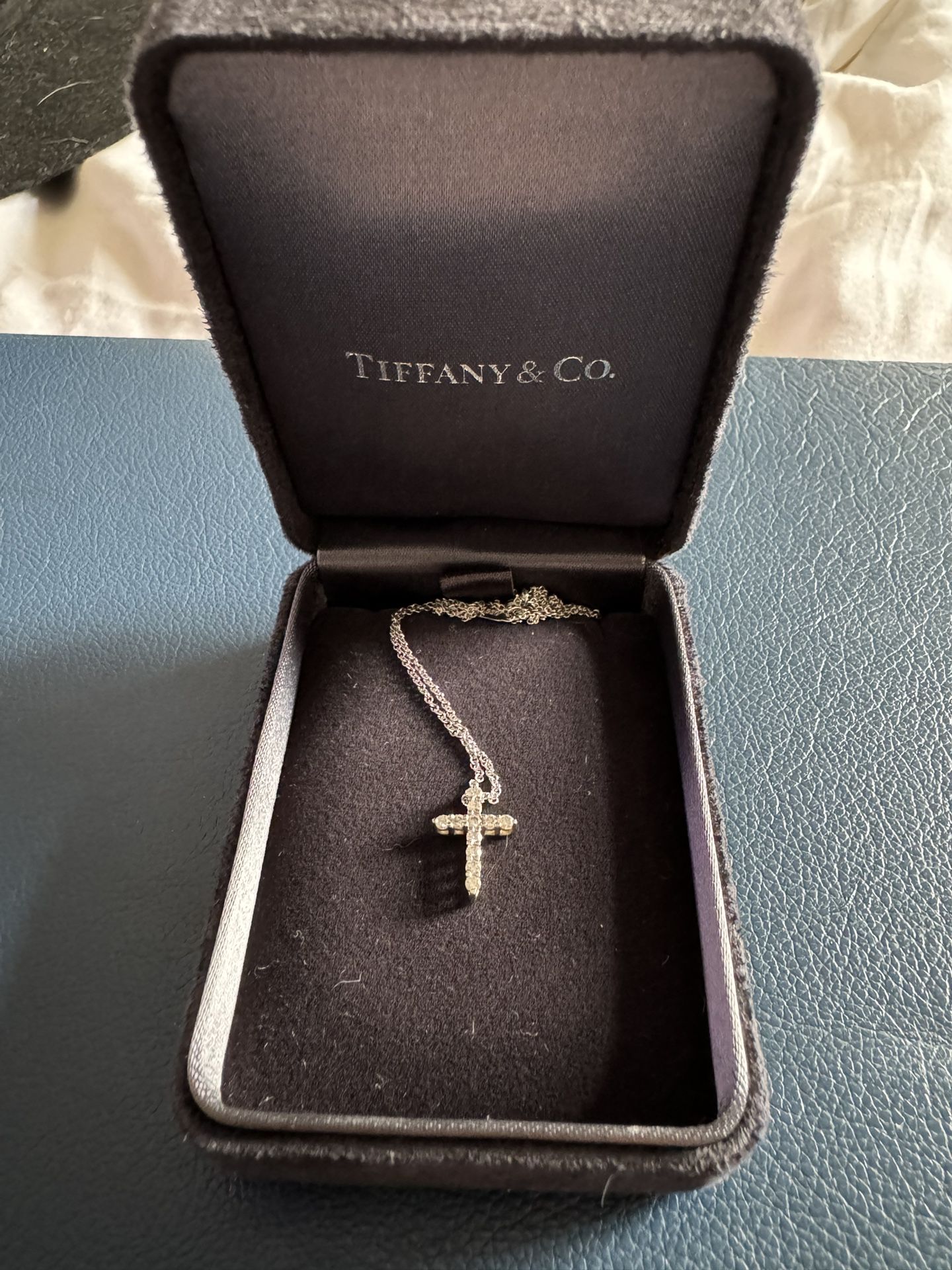 Tiffany and Co Diamond Cross Necklace, Platinum 