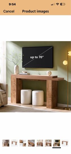 OKD 63 Inch Modern Entryway Console Table, Solid Geometry Accent Sofa Table Behind The Couch, Narrow Console Table for Entryway, Hallway, Living Room,