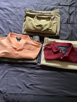 There is 6 pieces of clothing for man’s the sizes of the pants are 36/30 & The sizes of shirts are M one is L all for $140 total