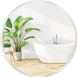 Fabuday Silver Circle Mirror For Wall 20 Inch - Round Mirror For Bathroom, Entryway, Living Room, Hallway, Bedroom Decor, Small Matte Frame Mirror