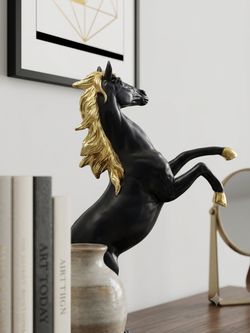 Black and Gold Horse Sculpture