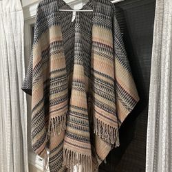 Women One Size Sweater Poncho 