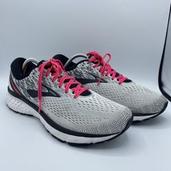 Brooks Womens Ghost 11 1202771B192 Gray Black Running Shoes Lace Up Size 12