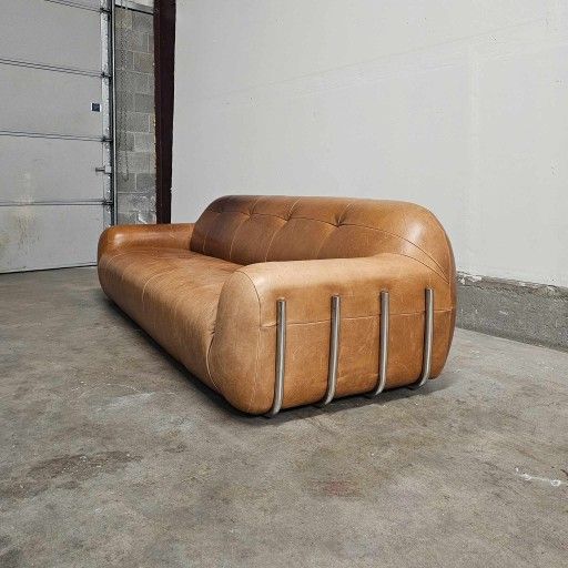 Mcm Chrome Leather Sofa Couch By cb2