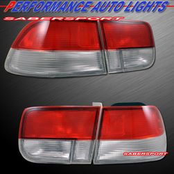 NEW Aftermarket OEM Replica Style Red Clear Taillights for EK Honda Civic 2dr Coupe