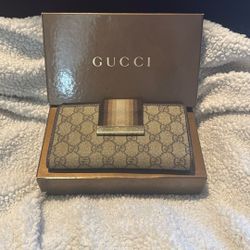 Gucci Brown/Beige GG Canvas/Leather Web Flap Continental Wallet