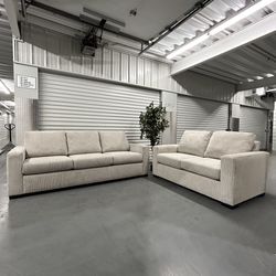 West Sixth Sofa and Loveseat Set - Cream