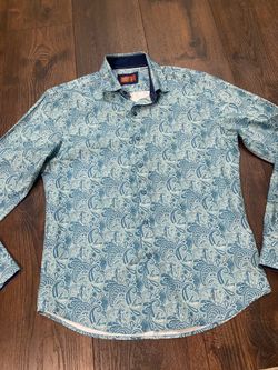Men’s blue paisley long sleeve shirt size medium by Consequence #5