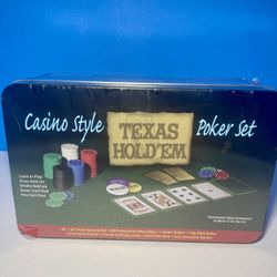 Casino Style Texas Hold Em Poker Set In Tin Box NEW sealed