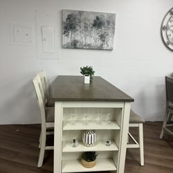 5pc Dining Table W/ Shelf & Barstools 