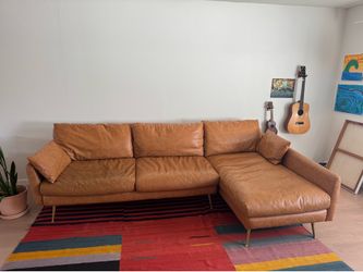 Albany Park Camel Vegan Leather Sectional Couch – Great Condition
