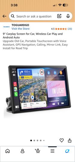TOGUARDGO 9" Portable Wireless CarPlay & Android Auto Screen
