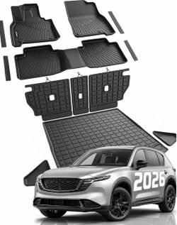 1777B- Floor Mats for Mazda CX-5 2026 Full Set Cargo Liner and Backrest Mats,Door Sill Guards,Side Storage Mat,Full Coverage Set for Mazda CX5 2026 Ac