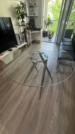 Glass Round Dining Table Set with 4 Black Chairs