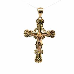 Men’s or Women’s 10k Two Toned Rose Yellow Gold 1.75” Inch Last Filigree Crucifix Cross Pendant for Necklace GP3130277