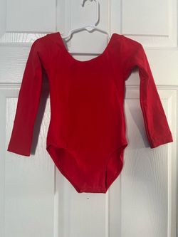 Arshiner Girl Toddler Red Long Sleeve Leotard with Skirt