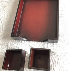 Office Wood Desk Set Paper Pencil & Sticky Note Holders