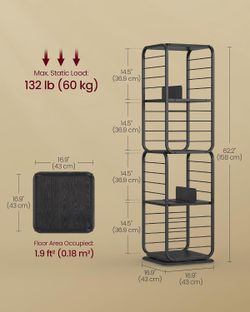 VASAGLE 4-Tier Rotating Vinyl Rack
