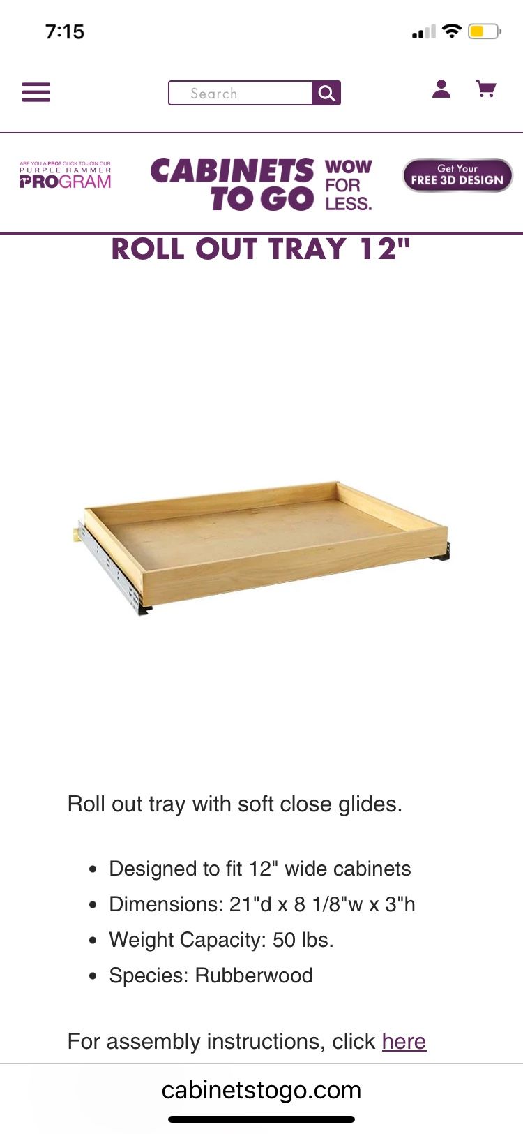 12” Roll Out Tray
