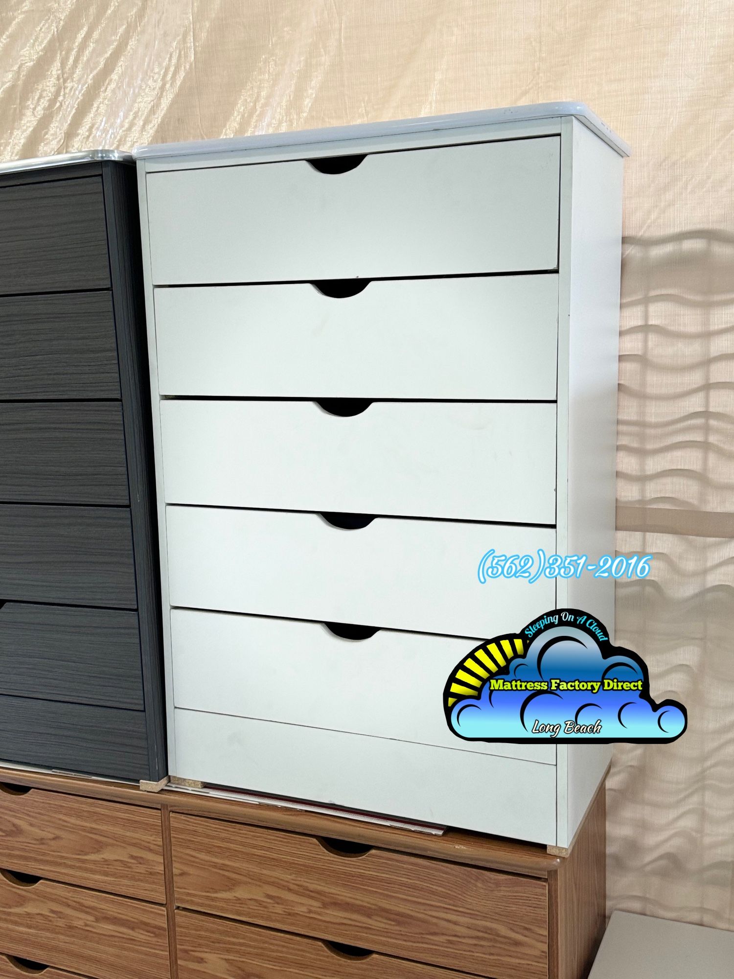 Five Drawer White Compressed Cajonera Cómoda Nueva