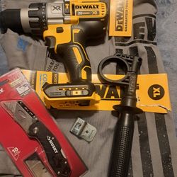 NEW DEWAL 20V XR HAMMER DRILL 3 SPEED  SHIRT DEWALT  XL. HUSKY KNIFE.$130