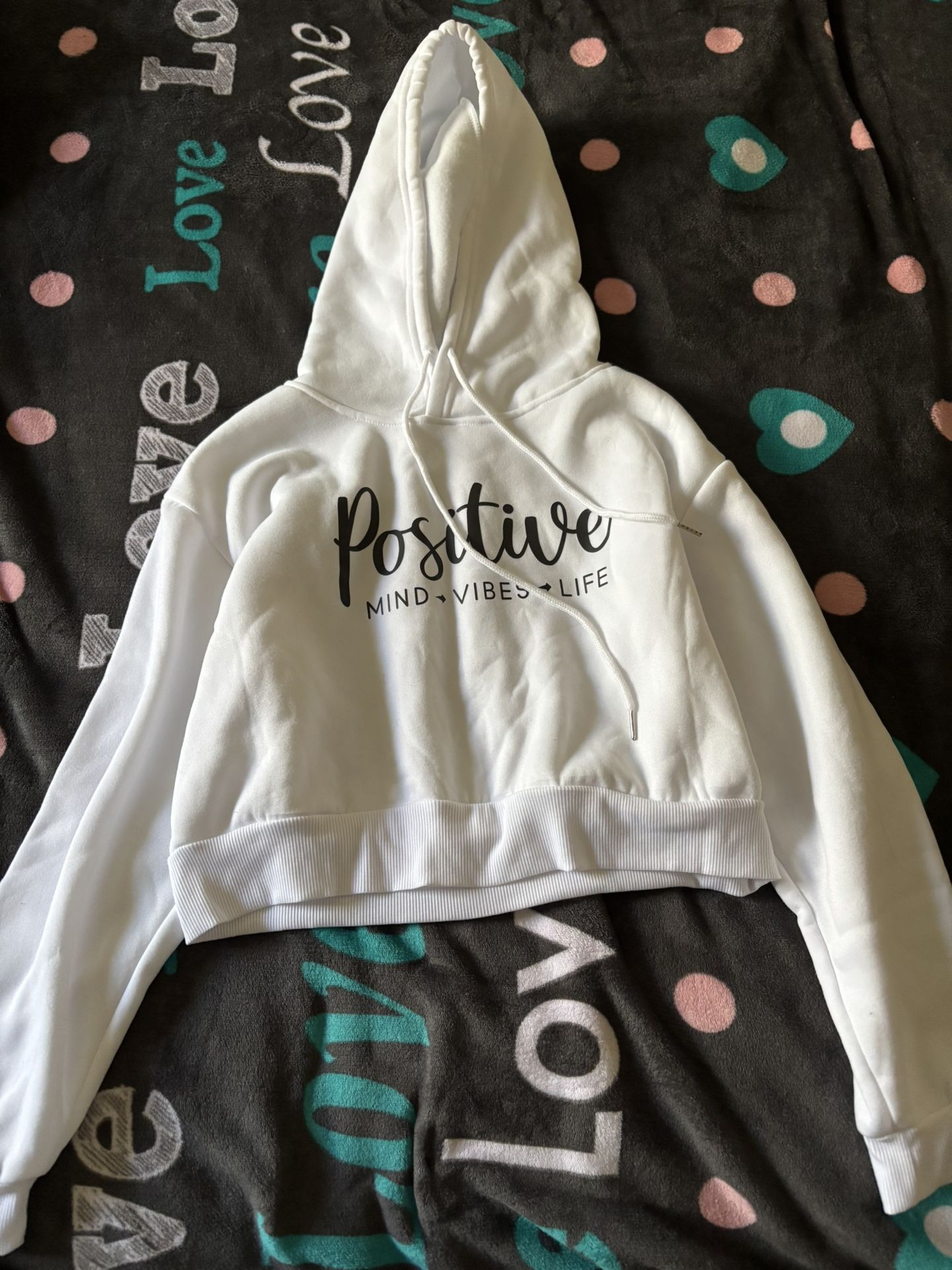 Letter Print Cropped Hoodie