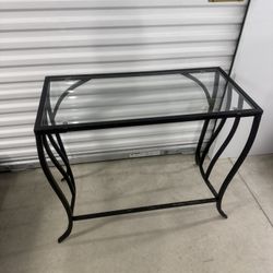 Glass Console Table Metal Frame Entryway Table