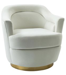 Brand new Burkhard Swivel Barrel Chair With Metal Base, Ivory.   CHM0686-IVY